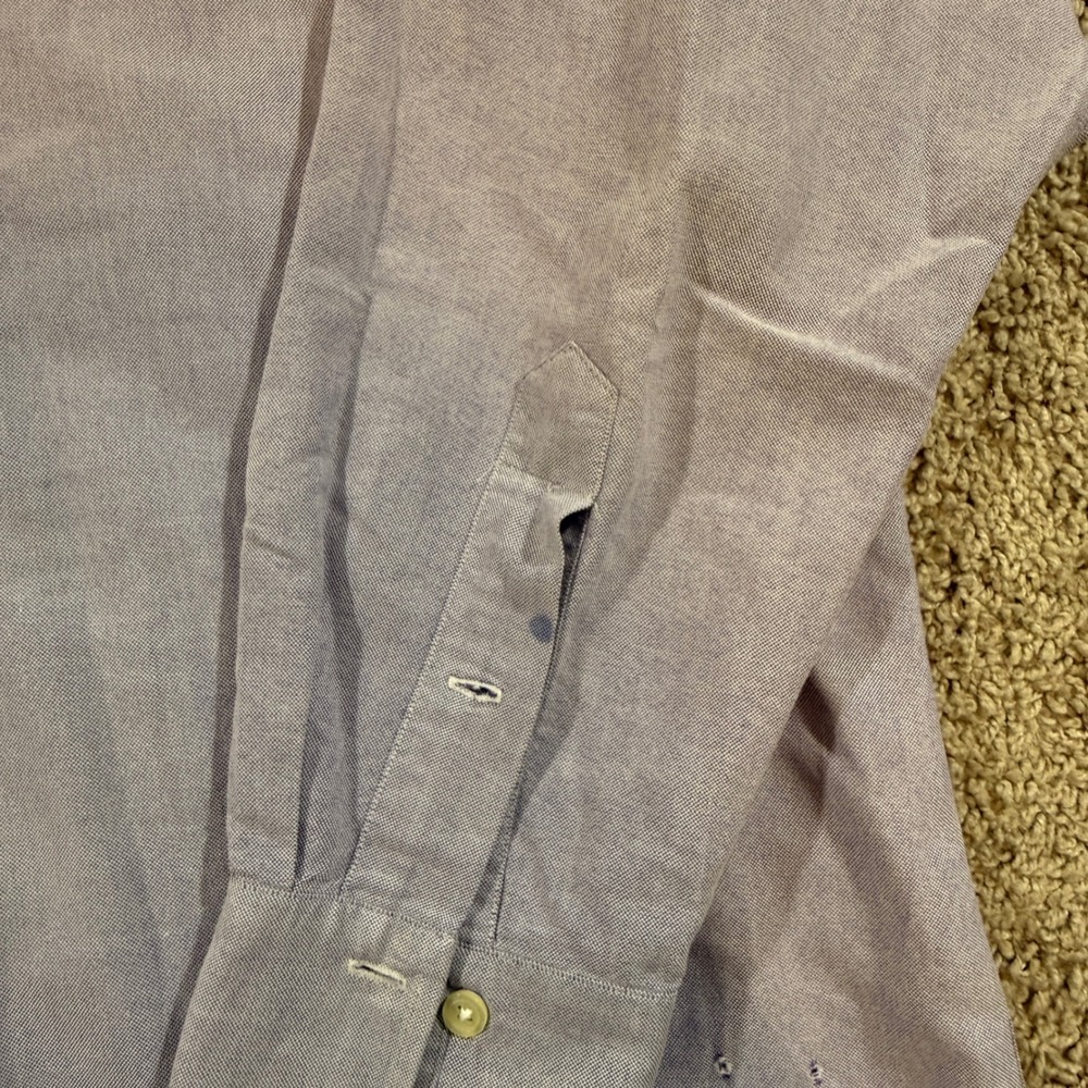 Ralph Lauren Button Down Shirt Mens 16.5-33 Lavender Fair Oxford Cotton Logo - Picture 4 of 8